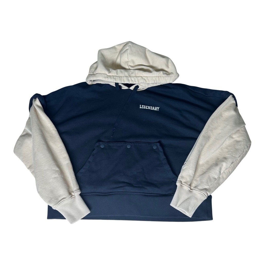 Puma University Hoodie Black Pebble Colorblock Legendary Graphic Small